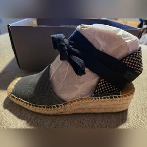 New Franco Sarto Women's L-Britney Ankle Wrap Espadrille Sandal Size 7M Black FB